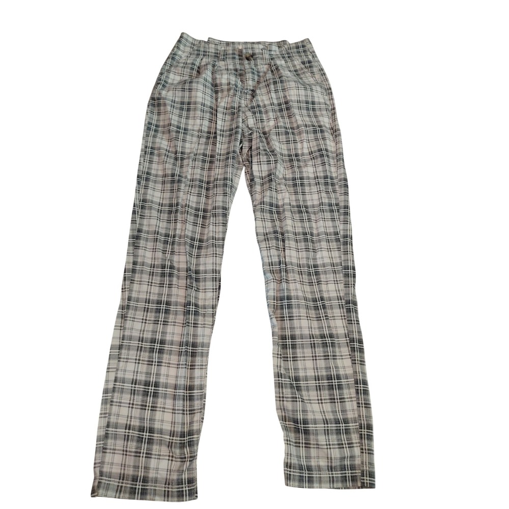 SO Plaid Straight Leg Pants Womens 5 Grey White Checkered Stretch Trousers
